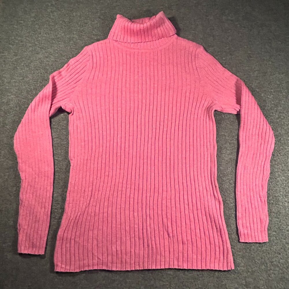 Vintage Kim Rogers Womens Size S Pink Ribbed Turtle Neck Long Sleeve Top